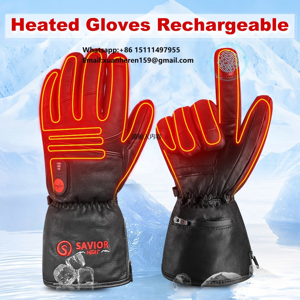 Heated Gloves Electric - ถุงมือหนังอุ่นสำหรับผู้ชายและผู้หญิง กันน้ำ ใช้หน้าจอสัมผัสได้ ให้ความอบอุ่นด้วยระบบไฟฟ้า ปรับอุณหภูมิได้ 3