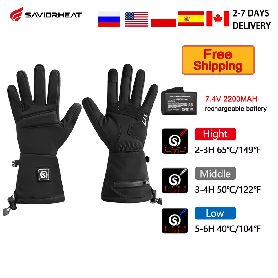 Heated Gloves Electric - กวางหิมะ S18 ฤดูหนาวถุงมืออุ่นถุงมือไฟฟ้ารถจักรยานยนต์Windproofแบตเตอรี่หน้าจอสัมผัสเล่นสกีLight Warm Cover The