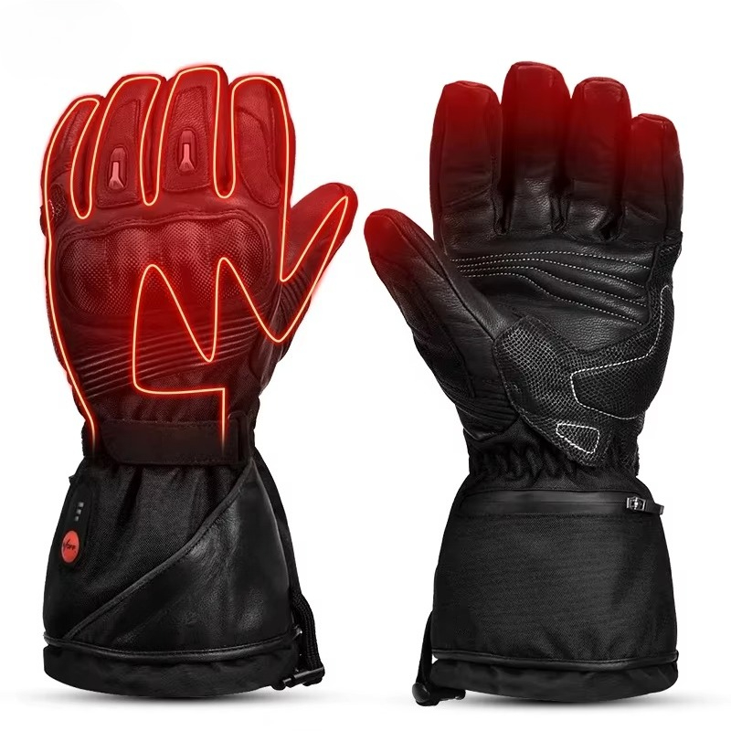 Heated Gloves Electric - ถุงมือมอเตอร์ไซค์แบบมีระบบทำความร้อน ป้องกันน้ำ ชาร์จไฟได้ ระบายอากาศได้ดี รองรับหน้าจอสัมผัส ปลอดภัย