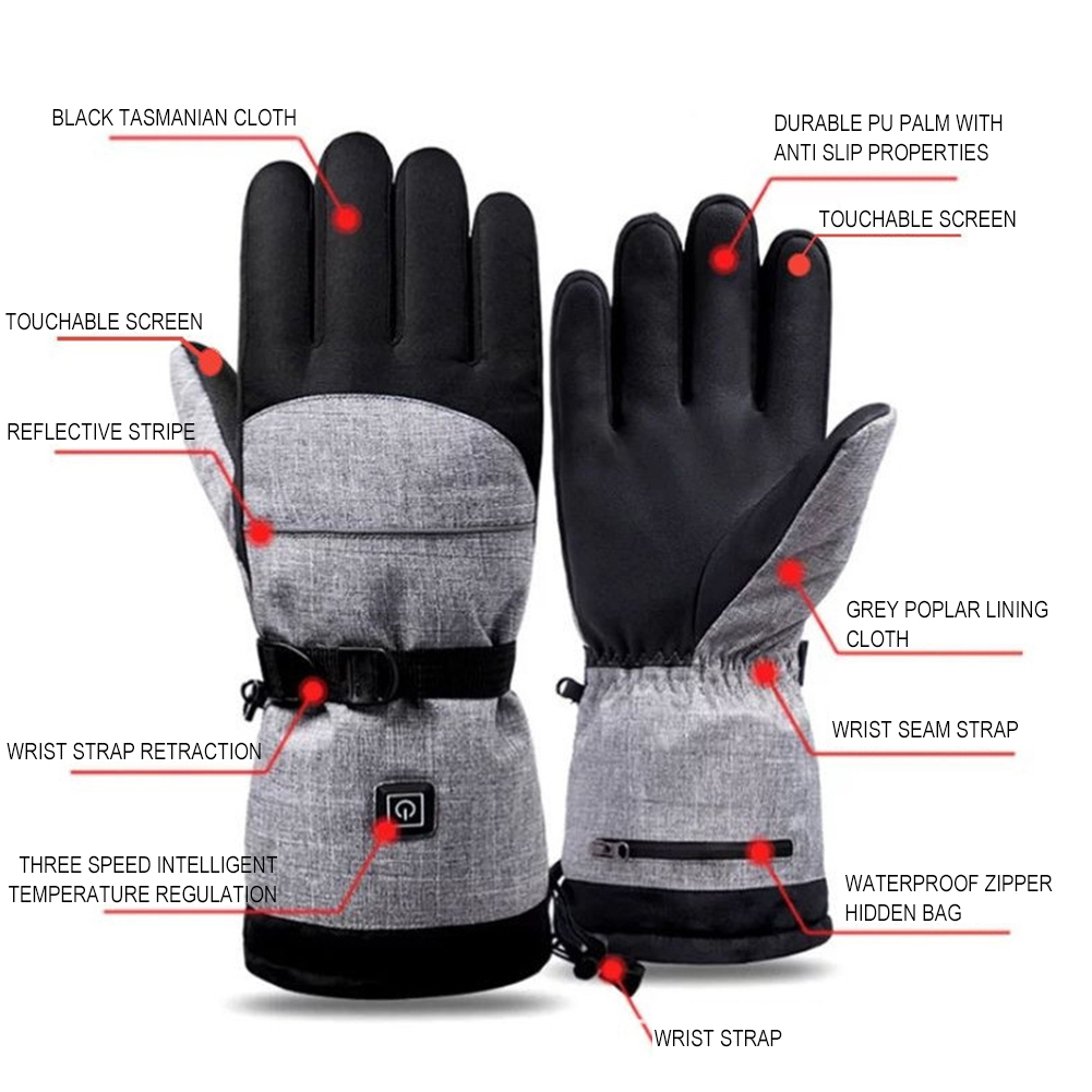 Heated Gloves Electric - 1 คู่เครื่องอุ่นมือไฟฟ้าสำหรับเดินป่าเล่นสกีถุงมือทำความร้อน 5000mAh แบตเตอรี่กันน้ำกันลื่นชาร์จใหม่ได้สำหรับผู้ชายผู้หญิง
