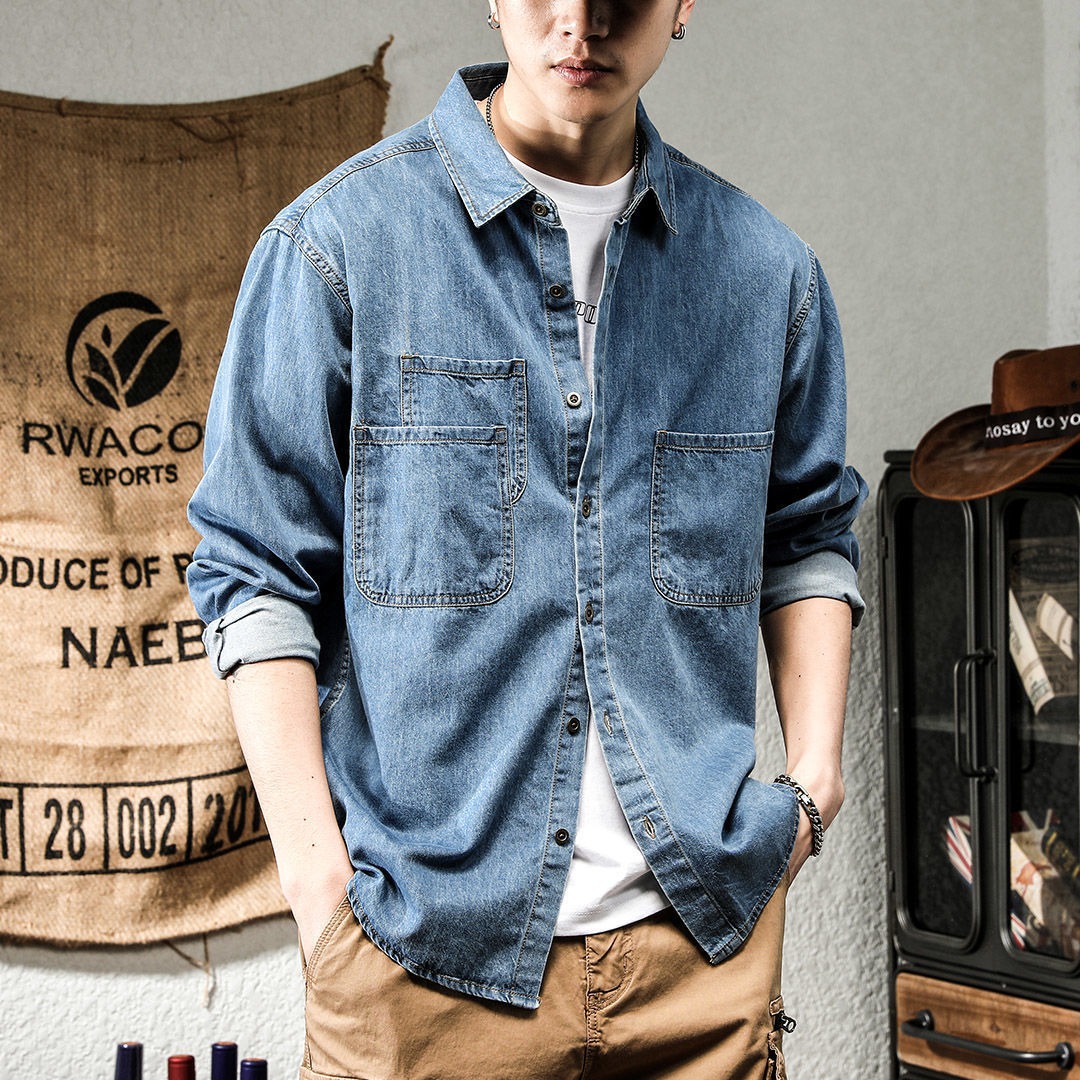เสื้อเชิ้ตยีนส์แขนยาวสไตล์สปริ - Winter Clothing Pk บทวิจารณ์และราคา