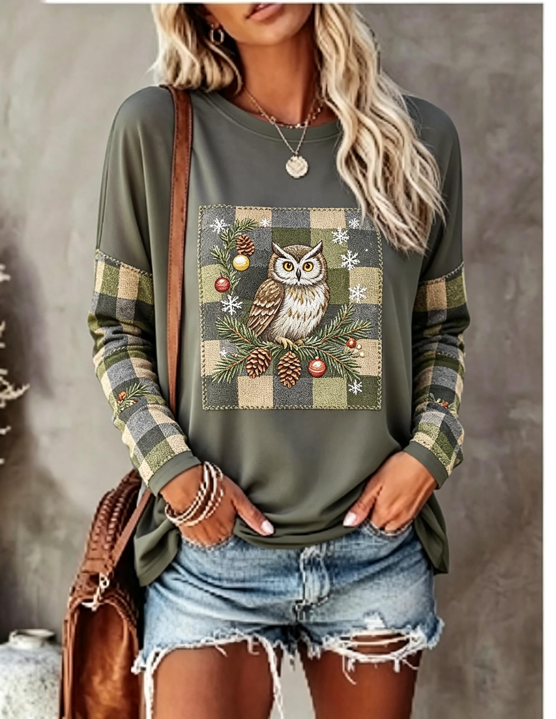 เสื้อยืดแขนยาวผู้หญิง ลายปักจิ - Winter Clothing For Women บทวิจารณ์และราคา
